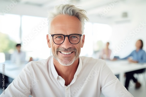 business businessman office mature middle aged meeting man portrait corporate manager smiling happiness professional executive worker businessperson, created using generative ai technology