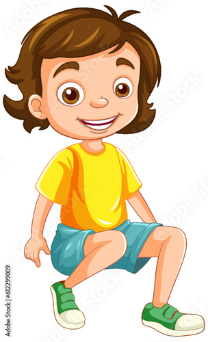 Girl cartoon charater sitting isolated