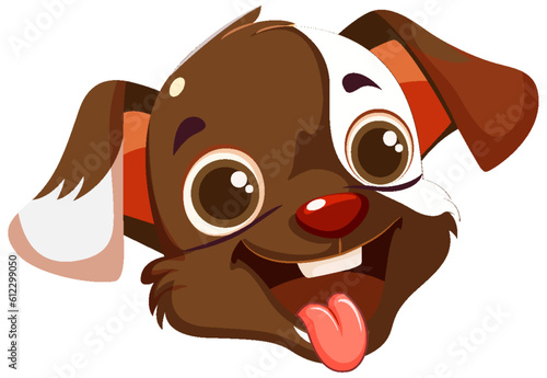 Cheerful Cute Dog Face on White Background