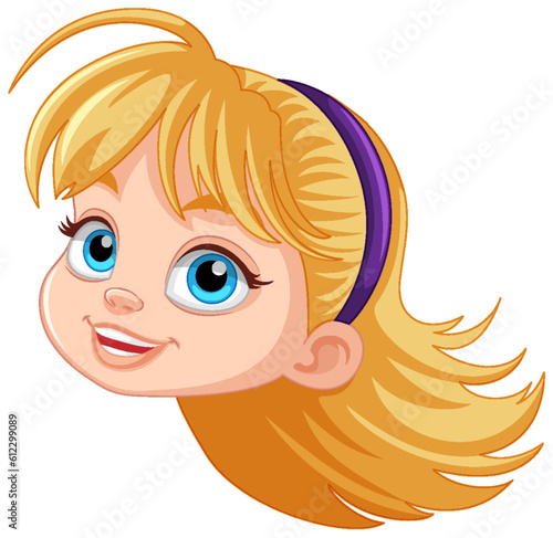 Cute blonde girl head with blue eyes