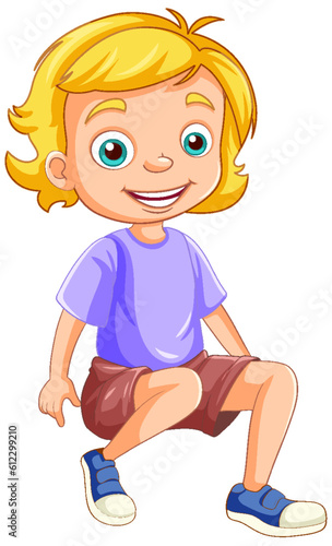 Girl cartoon charater sitting isolated