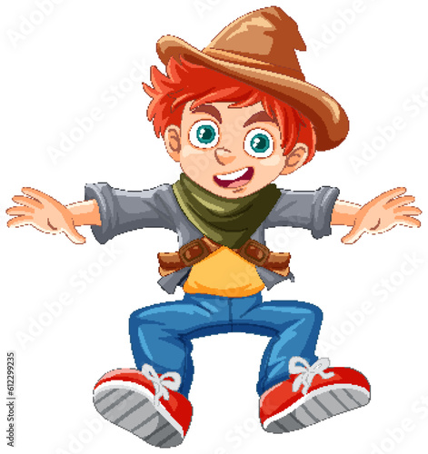 Urban boy jumping cartoon character