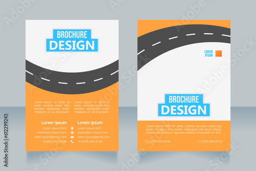 Racing skills improvement blank brochure design. Template set with copy space for text. Premade corporate reports collection. Editable 2 paper pages. Bebas Neue, Ebrima, Roboto Light fonts used photo