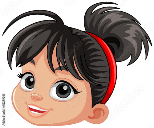 Cute Asian girl head cartoon