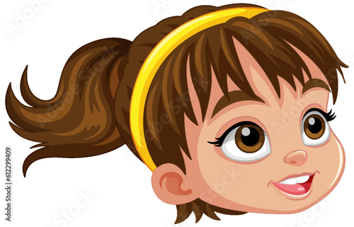Cute girl face cartoon wearing hair band isolated