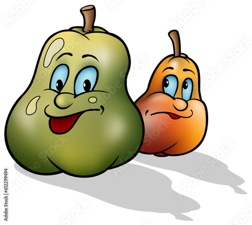 Two Pears with Faces