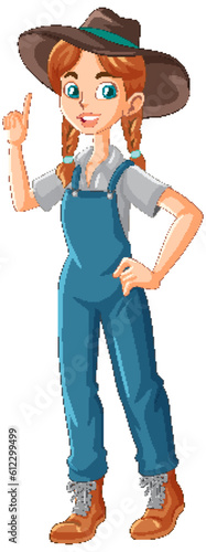 Young female farmer cartoon character