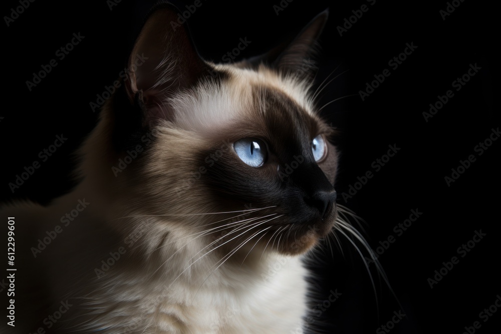 Portrait of a cute cat looking away. Balinese cat.Generative AI Portrait of a cute cat looking away. Balinese cat.Generative AI