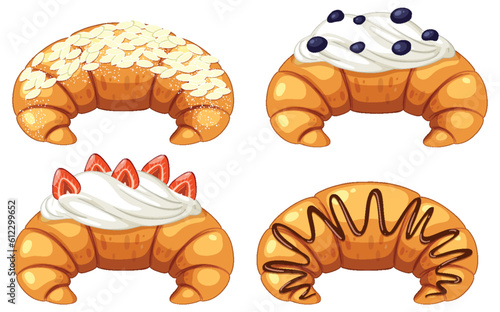 Set of croissant cartoon