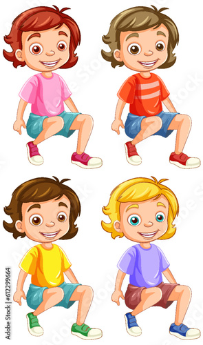 Girl cartoon charater sitting isolated