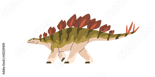 Stegosaurus, prehistoric dinosaur. Extinct animal of Jurassic period. Big giant dino reptile profile. Ancient prehistory lizard with plates. Flat vector illustration isolated on white background