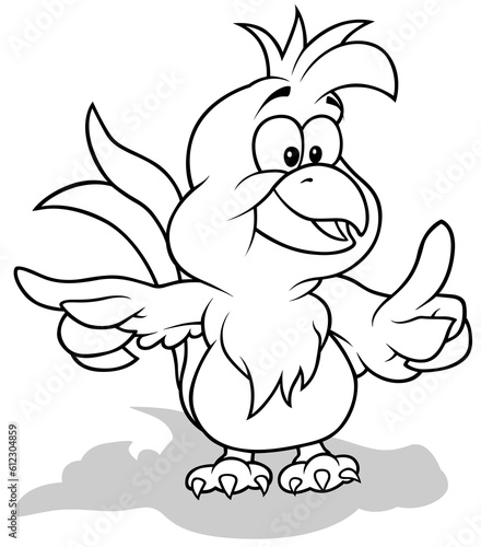 Drawing of a Cute Parrot wi...