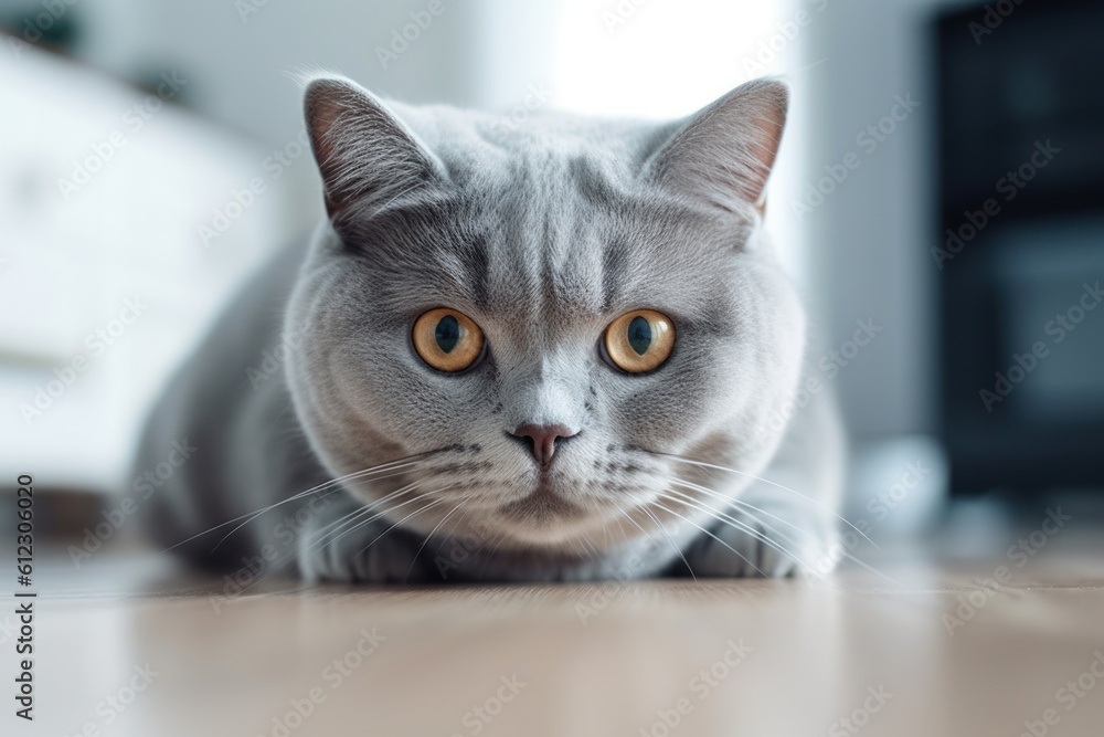 Portrait of a cute cat looking away. British shorthair cat. Generative AI