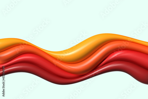 Modern colorful flow wave liquid texture, 3D wave abstraction on white background.