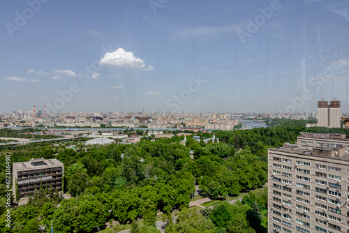View of Moskva river and Luzhniki stadium during sunrise, Moscow