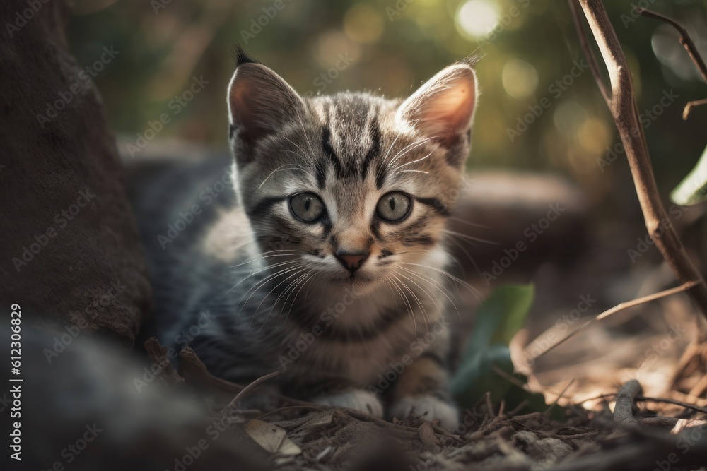 Portrait of a cute cat looking away. Bambino cat.Generative AI Portrait of a cute cat looking away. Bambino cat.Generative AI
