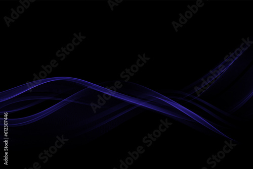 Abstract wave background. Shiny wave of blue color on a black background.
