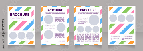 Goods for little children blank brochure design. Retail store. Template set with copy space for text. Premade corporate reports collection. Editable 4 paper pages. Source Sans, Arial fonts used