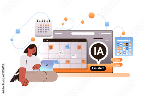 businesswoman using computer app with personal ai assistant online service artificial intelligence support