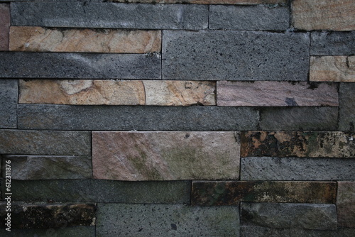 Wall with nature stone. Flat lay and nature concept. Brick from stone