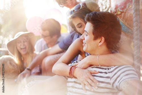 Young couple kissing summer outdoors