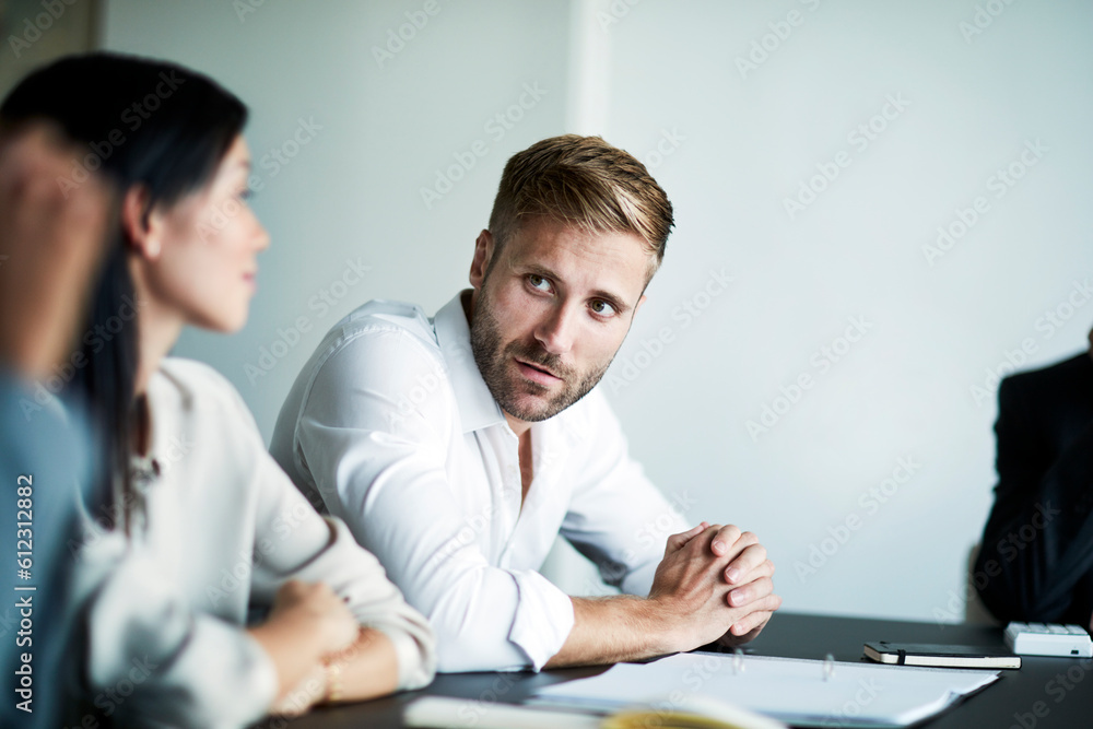 Businessman talking in meeting Businessman talking in meeting