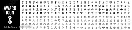 Tophy and awards icons set. Award and winner medal, Victory cup and trophy set reward. Vector illustration