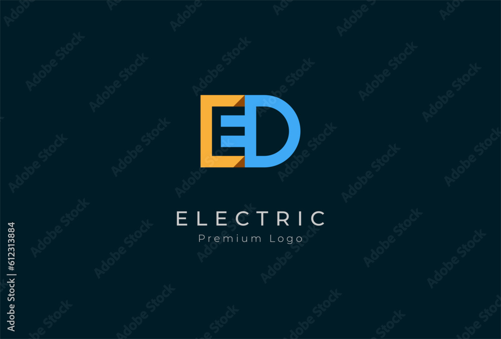 Fototapeta premium Abstract Letter ED Electric Logo, Letter ED and Electric Plug combination, Flat Design Logo Template, vector illustration