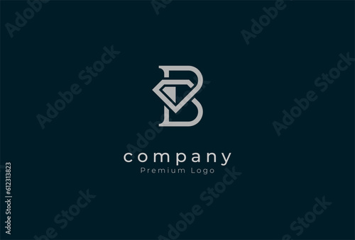 Abstract Initial letter B Diamond Logo Design, letter B with Diamond combination, usable for Jewelry, Fashion and company logos, vector illustration