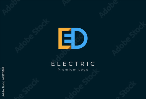 Abstract Letter ED Electric Logo, Letter ED and Electric Plug combination, Flat Design Logo Template, vector illustration