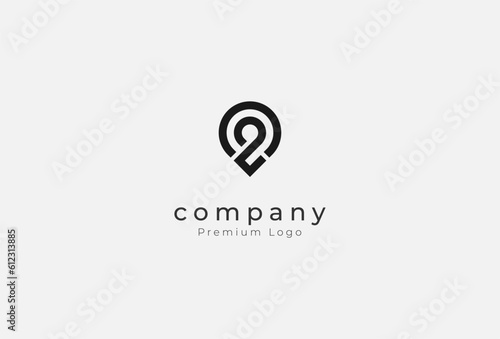 Pin Map Location Logo Design, Pin with number two combination, usable for Place, traveling and company logos, vector illustration photo
