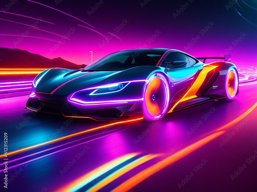 colorful light neon background wallpaper ai generated