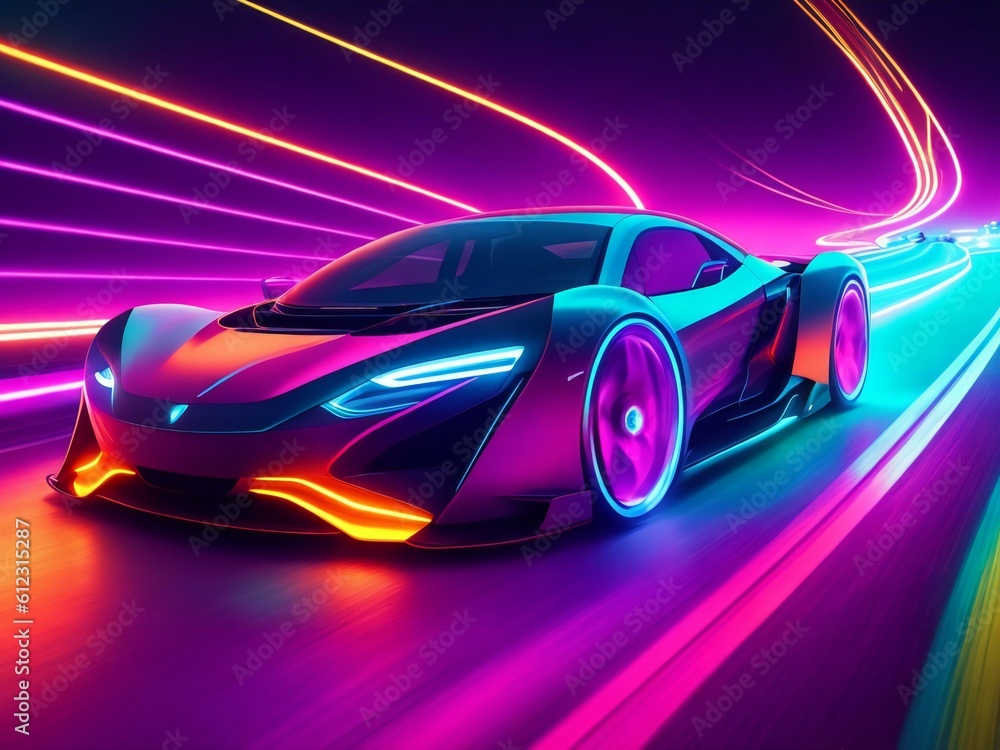 colorful light neon background wallpaper ai generated