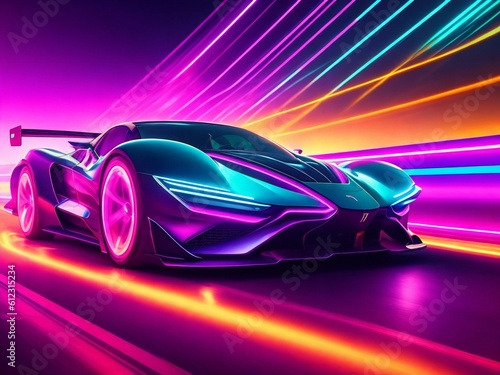 colorful light neon background wallpaper ai generated