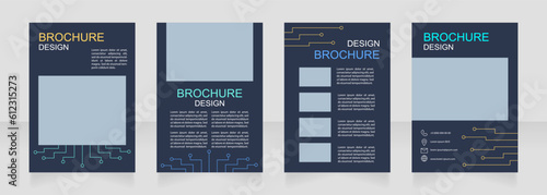 Technology for comfortable life blank brochure design. Template set with copy space for text. Premade corporate reports collection. Editable 4 paper pages. Arial, Myriad Pro fonts used
