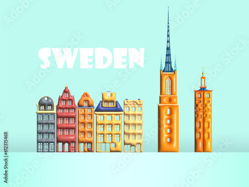Sweden landmark in stockholm symbol and icon of swedish. photo