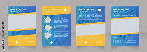 Innovative pharmaceutical company blank brochure design. Template set with copy space for text. Premade corporate reports collection. Editable 4 paper pages. Syne Bold, Arial Regular fonts used photo