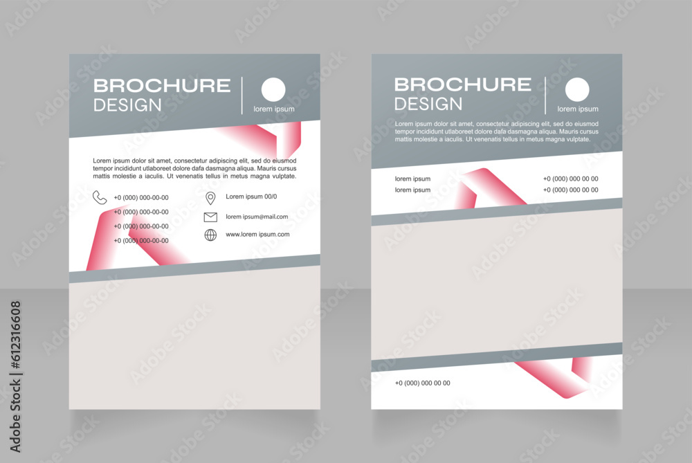 Biotech center contact info blank brochure design. Template set with copy space for text. Premade corporate reports collection. Editable 2 paper pages. Syne Bold, Arial Regular fonts used