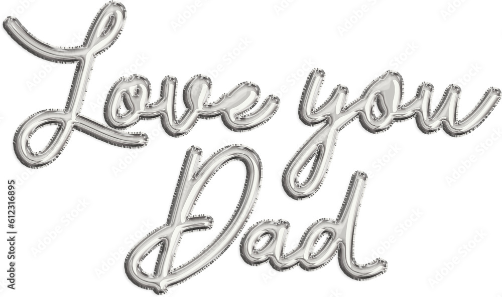 Silver Balloon Metallic Foil Father's Day Typography Message Silver Balloon Metallic Foil Father's Day Typography Message