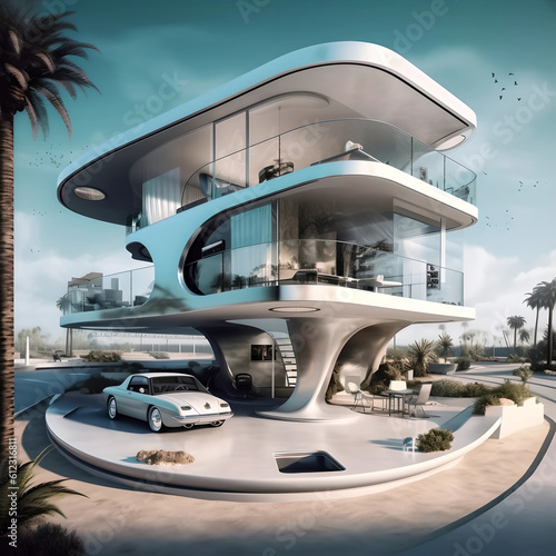 The exterior of the house of the future Generative AI © cherezoff
