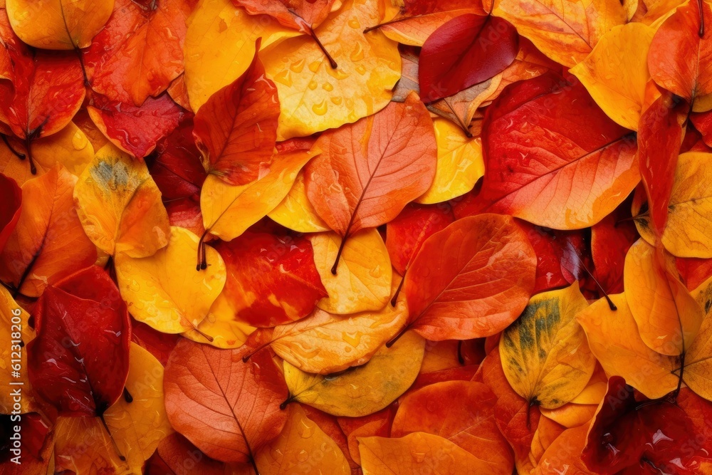 Obraz premium Texture of red and yellow autumn leaves. Fall leaves for an autumn background