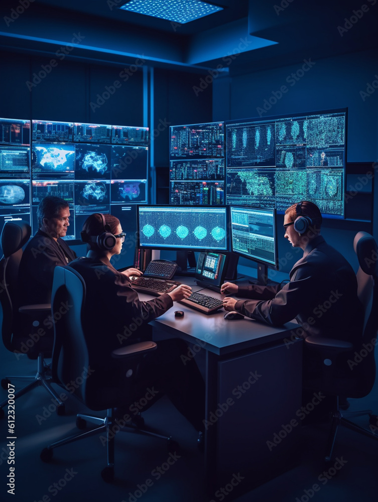 group of cyber security experts, created with Generative AI technology group of cyber security experts, created with Generative AI technology