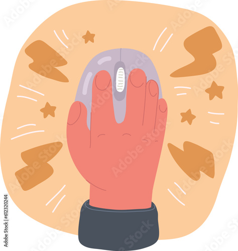 Vector illustration of Hand hold mouse