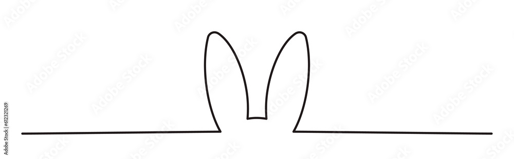 Easter Bunny Ears line art banner in scribble style hand drawn with ...