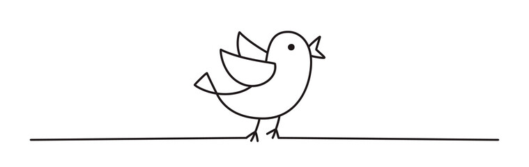 Fototapete Eine Linie Osterküken Doodle Linienkunst Banner  © str33tcat