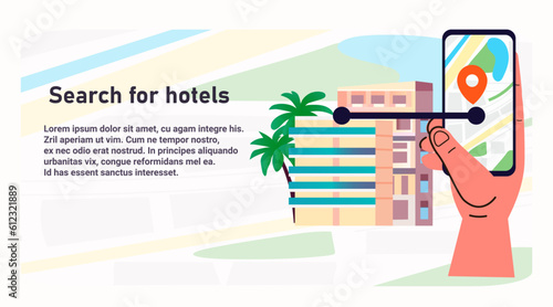 online hotel booking in mobile app book apartment room service concept horizontal copy space
