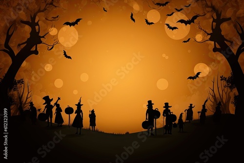 Halloween background. Vintage cartoon pumpkin art and design. Trick or treat fun. Scary halloween party poster. Spooky speech bubbles Generative AI illustrations