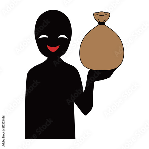 茶色い袋を持つ悪人イメージのイラスト素材