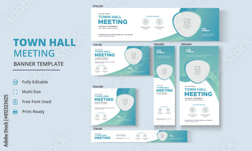Town Hall Meeting Banner Templates, City Hall Banner and Poster