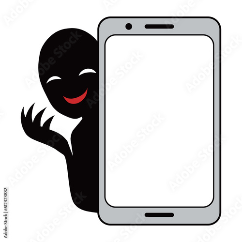 スマホと悪人のイメージのイラスト素材